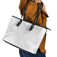 Tonga White Sunday Leather Tote Bag Fakame Tongan Ngatu Turtle LT14 - Polynesian Pride