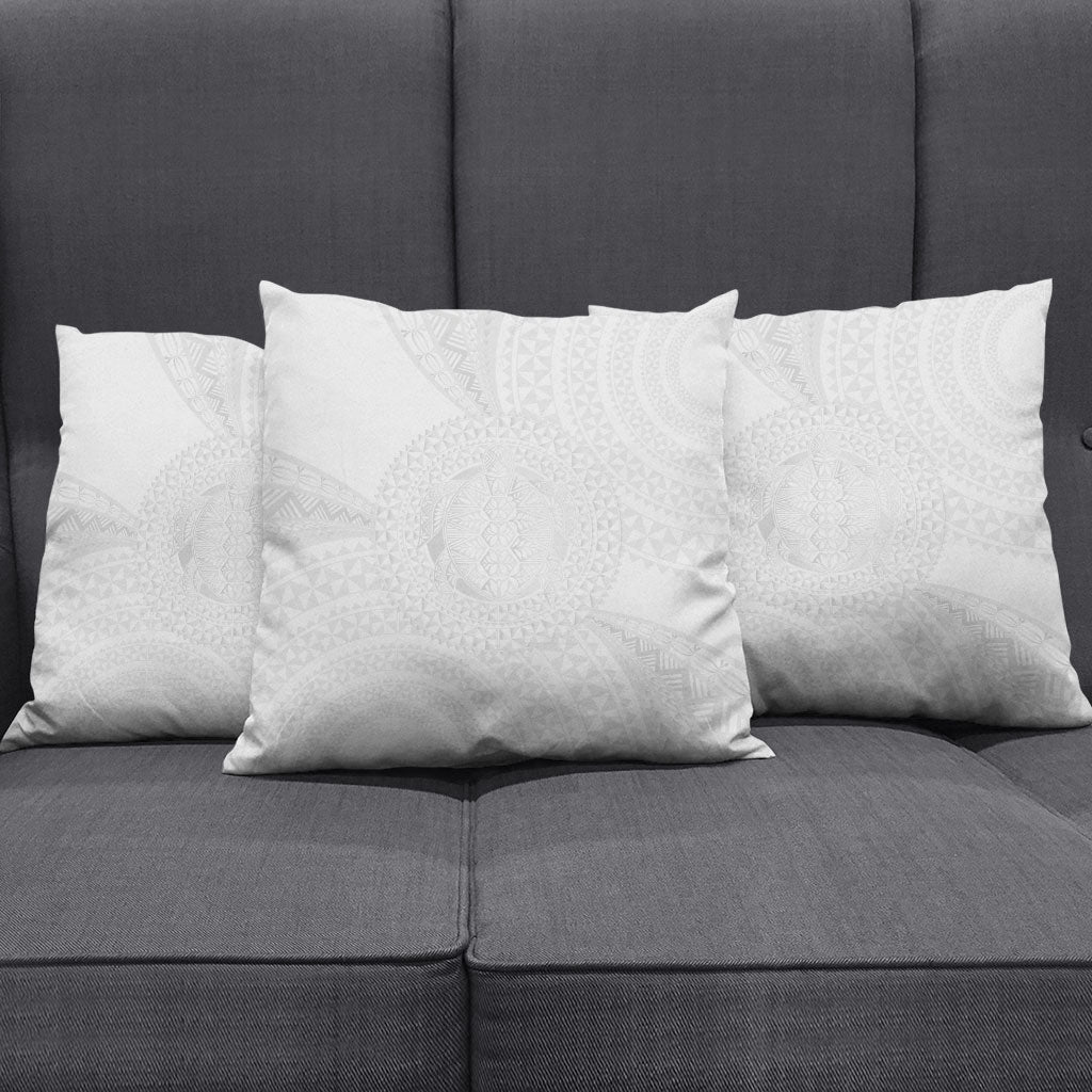 Tonga White Sunday Pillow Cover Fakame Tongan Ngatu Turtle LT14 - Polynesian Pride