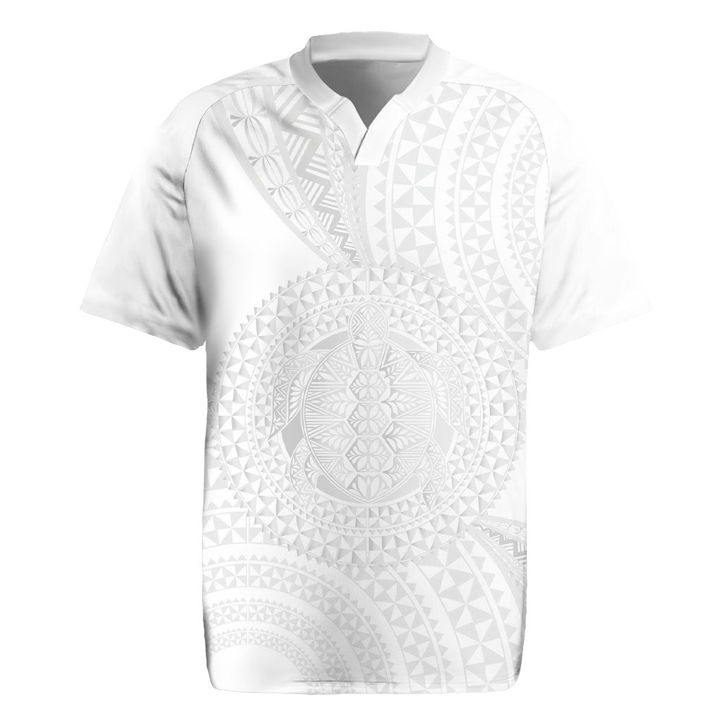 Tonga White Sunday Rugby Jersey Fakame Tongan Ngatu Turtle LT14 White - Polynesian Pride