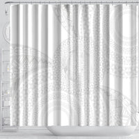 Tonga White Sunday Shower Curtain Fakame Tongan Ngatu Turtle LT14 - Polynesian Pride