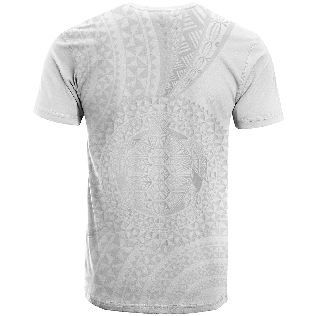 Tonga White Sunday T Shirt Fakame Tongan Ngatu Turtle LT14 - Polynesian Pride