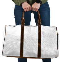 Tonga White Sunday Travel Bag Fakame Tongan Ngatu Turtle LT14 White - Polynesian Pride