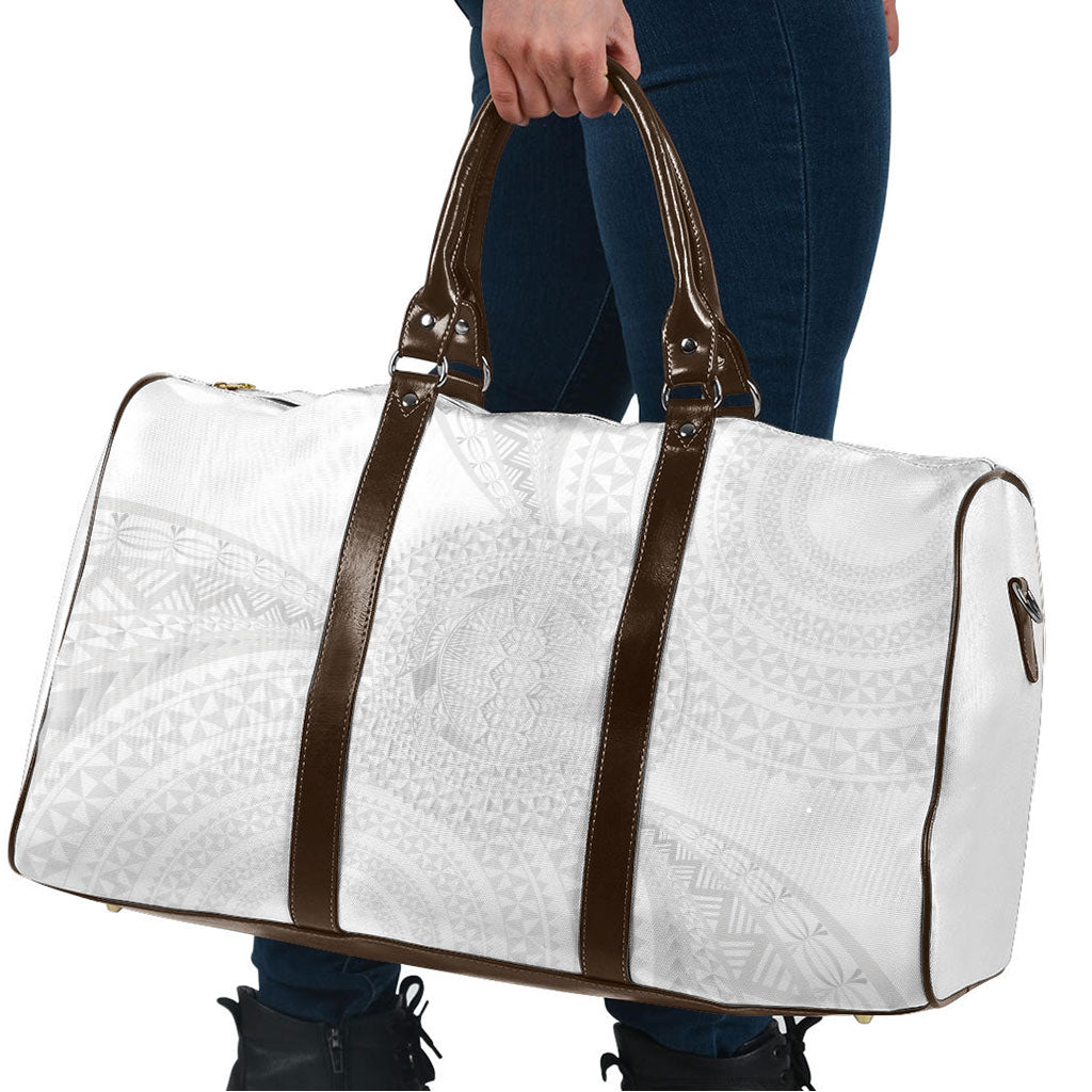 Tonga White Sunday Travel Bag Fakame Tongan Ngatu Turtle LT14 - Polynesian Pride