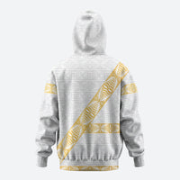 Tonga White Sunday Hoodie Fakame Tongan Ngatu Pattern Gold Strips LT14 - Polynesian Pride