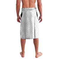 Tonga White Sunday Lavalava Fakame Tongan Ngatu Pattern Gold Strips LT14 - Polynesian Pride