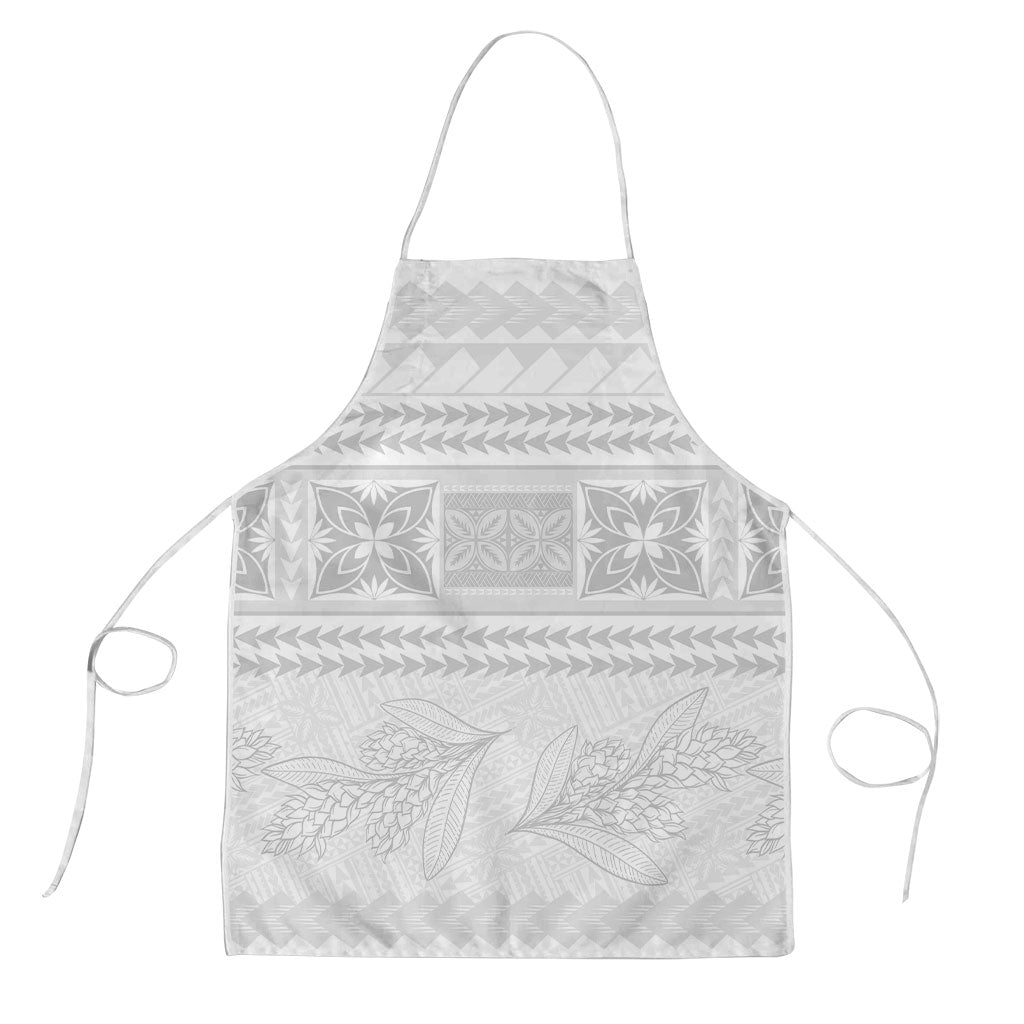 Samoa White Sunday Apron Lotu Tamaiti Samoan Siapo Teuila Flowers LT14 White - Polynesian Pride