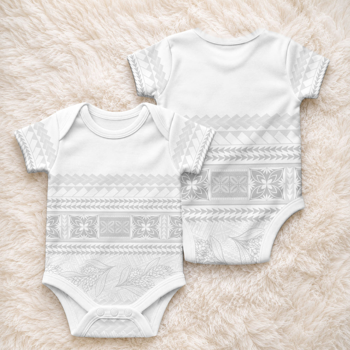 Samoa White Sunday Baby Onesie Lotu Tamaiti Samoan Siapo Teuila Flowers