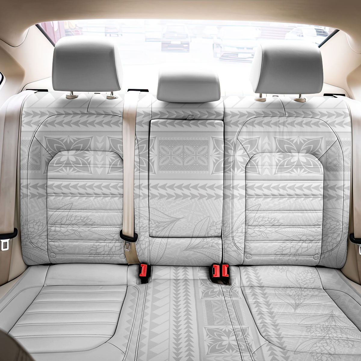 Samoa White Sunday Back Car Seat Cover Lotu Tamaiti Samoan Siapo Teuila Flowers LT14 - Polynesian Pride