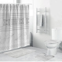 Samoa White Sunday Bathroom Set Lotu Tamaiti Samoan Siapo Teuila Flowers LT14 Bathroom Set (4 pcs) White - Polynesian Pride