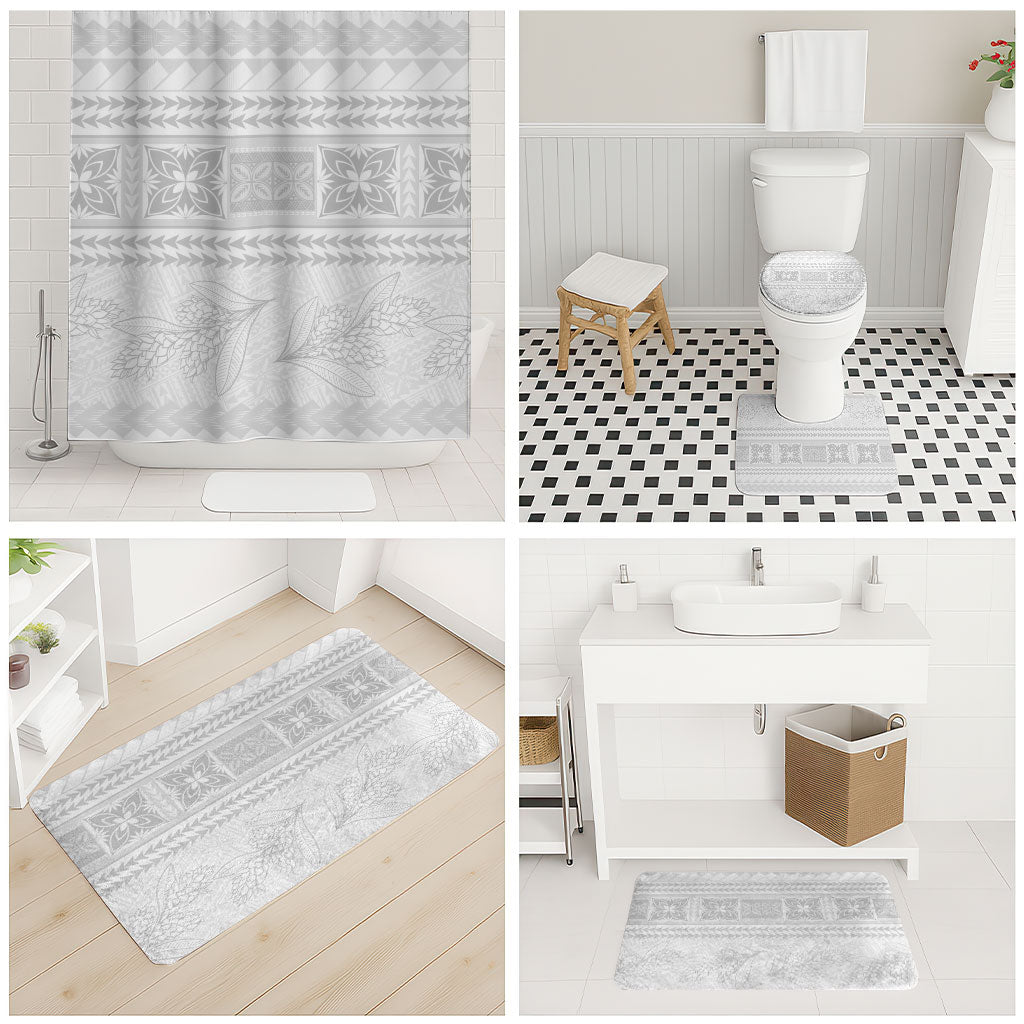 Samoa White Sunday Bathroom Set Lotu Tamaiti Samoan Siapo Teuila Flowers LT14 - Polynesian Pride