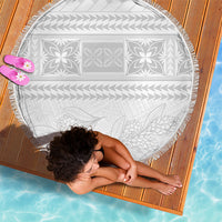 Samoa White Sunday Beach Blanket Lotu Tamaiti Samoan Siapo Teuila Flowers LT14 - Polynesian Pride