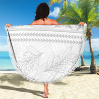 Samoa White Sunday Beach Blanket Lotu Tamaiti Samoan Siapo Teuila Flowers LT14 - Polynesian Pride