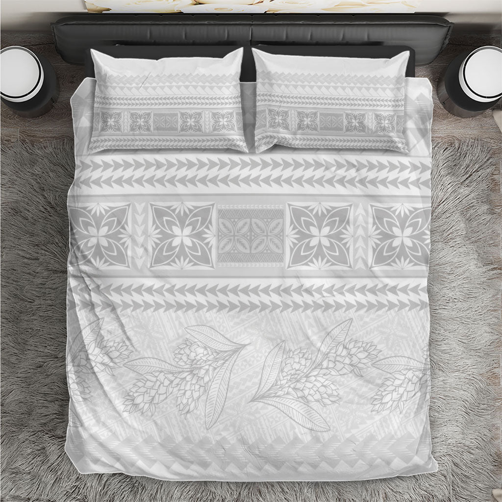 Samoa White Sunday Bedding Set Lotu Tamaiti Samoan Siapo Teuila Flowers LT14 White - Polynesian Pride