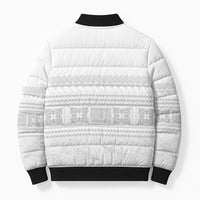Samoa White Sunday Bomber Puffer Jacket Lotu Tamaiti Samoan Siapo Teuila Flowers LT14 - Polynesian Pride