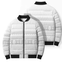 Samoa White Sunday Bomber Puffer Jacket Lotu Tamaiti Samoan Siapo Teuila Flowers LT14 - Polynesian Pride