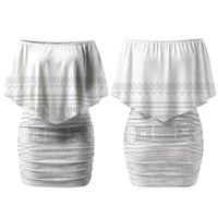 Samoa White Sunday Couples Matching Off Shoulder Short Dress and Hawaiian Shirt Lotu Tamaiti Samoan Siapo Teuila Flowers LT14 - Polynesian Pride