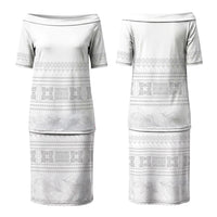 Samoa White Sunday Family Matching Puletasi and Hawaiian Shirt Lotu Tamaiti Samoan Siapo Teuila Flowers LT14 Mom's Dress White - Polynesian Pride