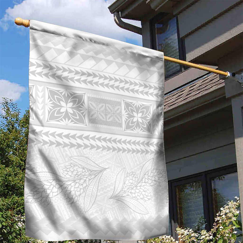 Samoa White Sunday Garden Flag Lotu Tamaiti Samoan Siapo Teuila Flowers LT14 - Polynesian Pride