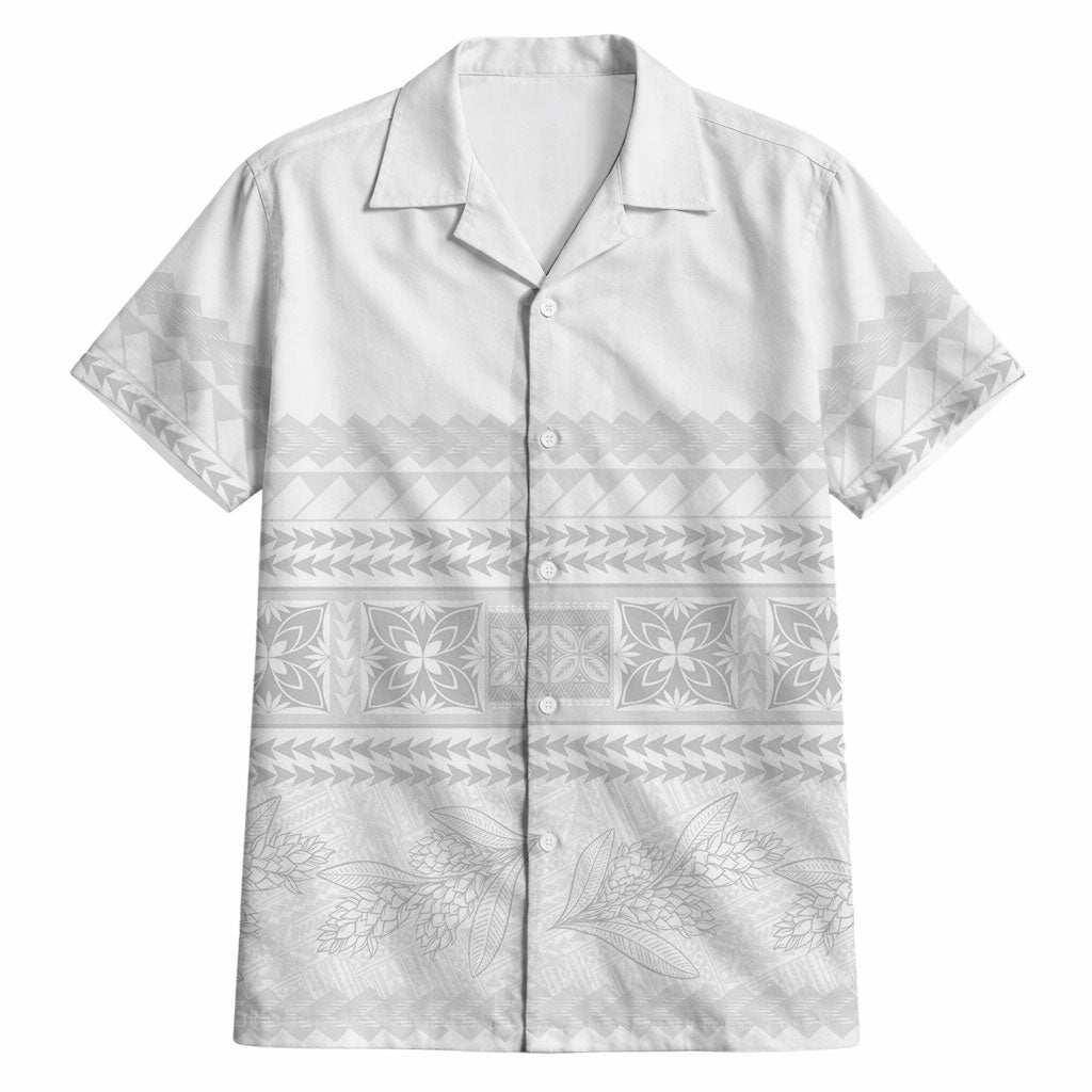 Samoa White Sunday Hawaiian Shirt Lotu Tamaiti Samoan Siapo Teuila Flowers LT14 White - Polynesian Pride