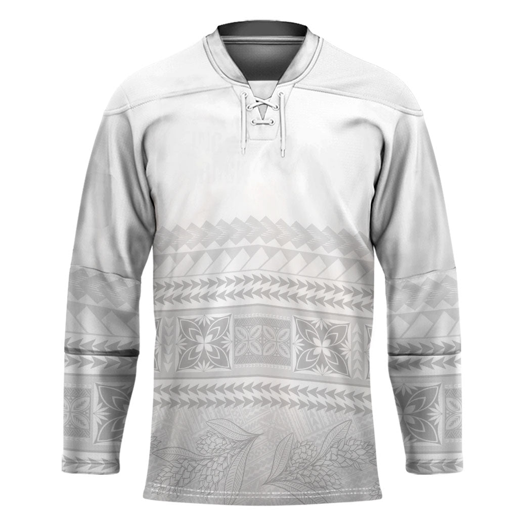 Samoa White Sunday Hockey Jersey Lotu Tamaiti Samoan Siapo Teuila Flowers LT14 Unisex White - Polynesian Pride