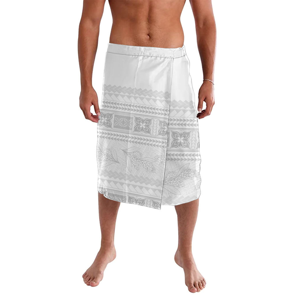 Samoa White Sunday Lavalava Lotu Tamaiti Samoan Siapo Teuila Flowers LT14 White - Polynesian Pride