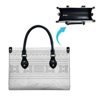 Samoa White Sunday Leather Bag Lotu Tamaiti Samoan Siapo Teuila Flowers LT14 - Polynesian Pride