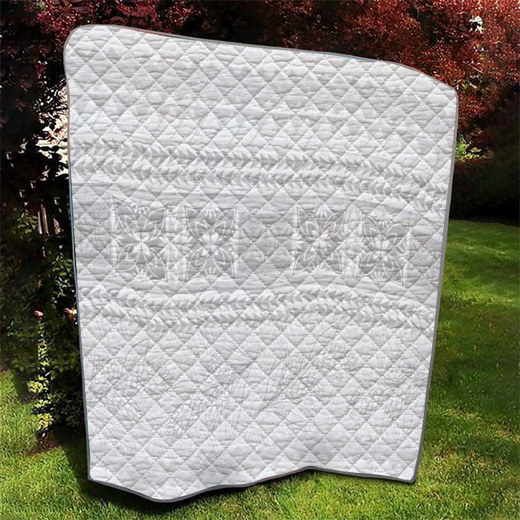 Samoa White Sunday Quilt Lotu Tamaiti Samoan Siapo Teuila Flowers LT14 - Polynesian Pride