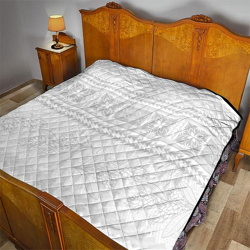 Samoa White Sunday Quilt Lotu Tamaiti Samoan Siapo Teuila Flowers LT14 - Polynesian Pride