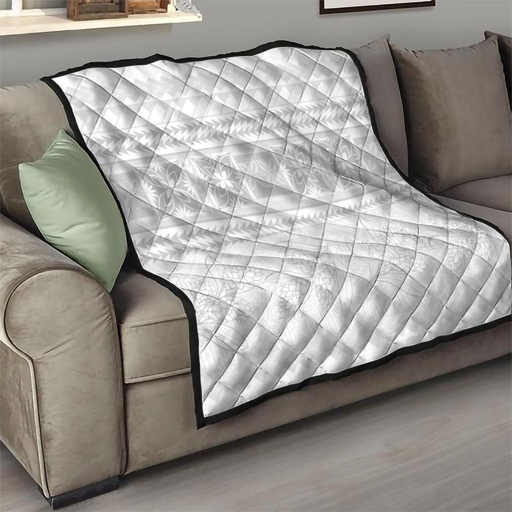 Samoa White Sunday Quilt Lotu Tamaiti Samoan Siapo Teuila Flowers LT14 - Polynesian Pride