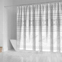 Samoa White Sunday Shower Curtain Lotu Tamaiti Samoan Siapo Teuila Flowers LT14 - Polynesian Pride