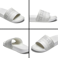 Samoa White Sunday Slide Sandals Lotu Tamaiti Samoan Siapo Teuila Flowers LT14 - Polynesian Pride