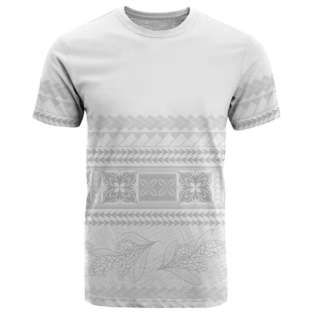 Samoa White Sunday T Shirt Lotu Tamaiti Samoan Siapo Teuila Flowers LT14 White - Polynesian Pride