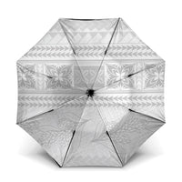 Samoa White Sunday Umbrella Lotu Tamaiti Samoan Siapo Teuila Flowers LT14 One Size Folded 11.42 inch Opened Diameter 37.4 inch White - Polynesian Pride