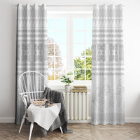 Samoa White Sunday Window Curtain Lotu Tamaiti Samoan Siapo Teuila Flowers LT14 - Polynesian Pride