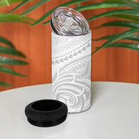 Niue White Sunday 4 in 1 Can Cooler Tumbler Aho Tapu Fanau Hiapo Pattern LT14 - Polynesian Pride