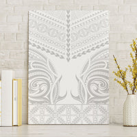 Niue White Sunday Canvas Wall Art Aho Tapu Fanau Hiapo Pattern LT14 Without Frame White - Polynesian Pride