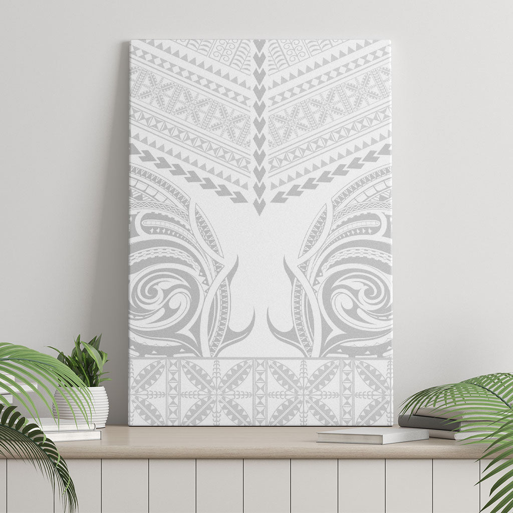 Niue White Sunday Canvas Wall Art Aho Tapu Fanau Hiapo Pattern LT14 - Polynesian Pride