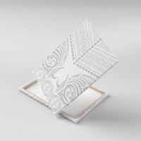 Niue White Sunday Canvas Wall Art Aho Tapu Fanau Hiapo Pattern LT14 With Frame White - Polynesian Pride