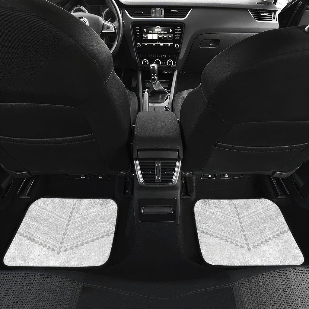 Niue White Sunday Car Mats Aho Tapu Fanau Hiapo Pattern LT14 Set 2pcs - Back White - Polynesian Pride