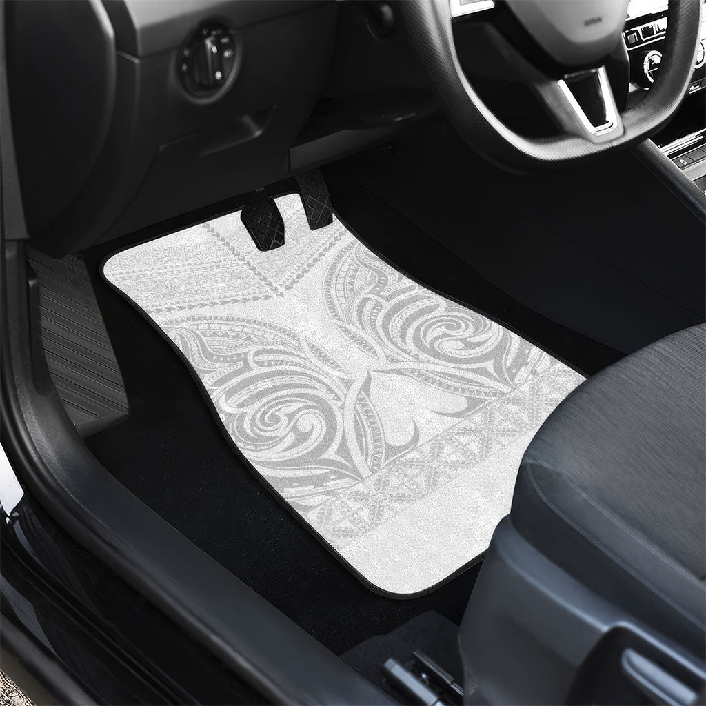 Niue White Sunday Car Mats Aho Tapu Fanau Hiapo Pattern LT14 - Polynesian Pride
