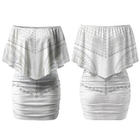 Niue White Sunday Couples Matching Off Shoulder Short Dress and Hawaiian Shirt Aho Tapu Fanau Hiapo Pattern LT14 - Polynesian Pride