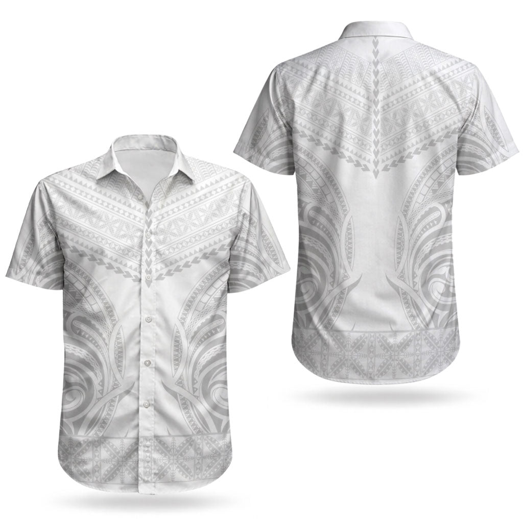 Niue White Sunday Couples Matching Summer Maxi Dress and Hawaiian Shirt Aho Tapu Fanau Hiapo Pattern LT14 - Polynesian Pride