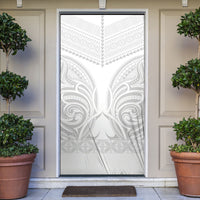 Niue White Sunday Door Cover Aho Tapu Fanau Hiapo Pattern LT14 White - Polynesian Pride