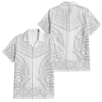 Niue White Sunday Family Matching Puletasi and Hawaiian Shirt Aho Tapu Fanau Hiapo Pattern LT14 Dad's Shirt - Short Sleeve White - Polynesian Pride