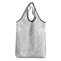 Niue White Sunday Grocery Bag Aho Tapu Fanau Hiapo Pattern LT14 - Polynesian Pride