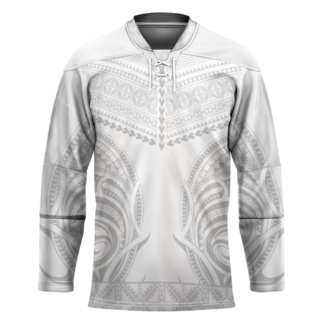 Niue White Sunday Hockey Jersey Aho Tapu Fanau Hiapo Pattern LT14 Unisex White - Polynesian Pride