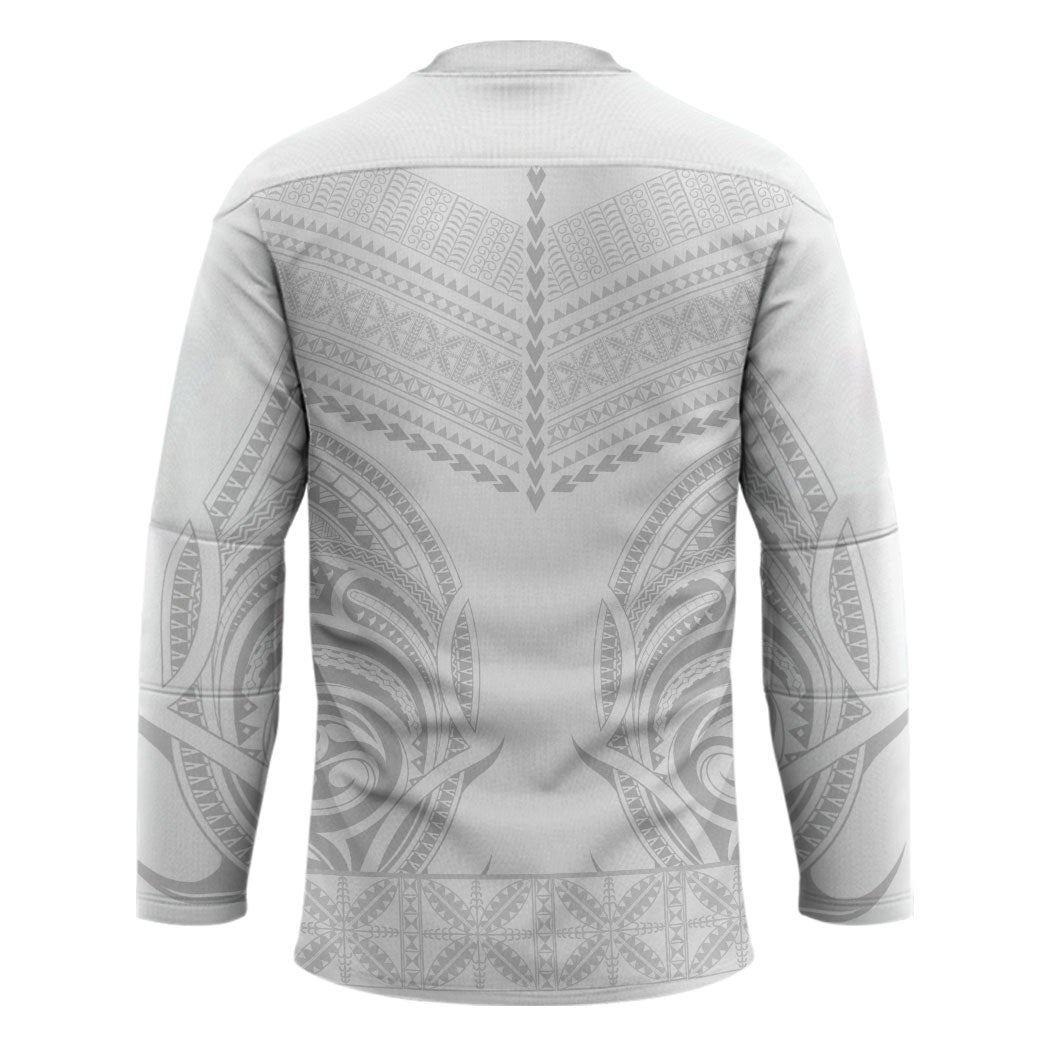 Niue White Sunday Hockey Jersey Aho Tapu Fanau Hiapo Pattern LT14 - Polynesian Pride