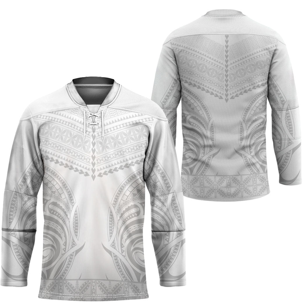 Niue White Sunday Hockey Jersey Aho Tapu Fanau Hiapo Pattern LT14 - Polynesian Pride