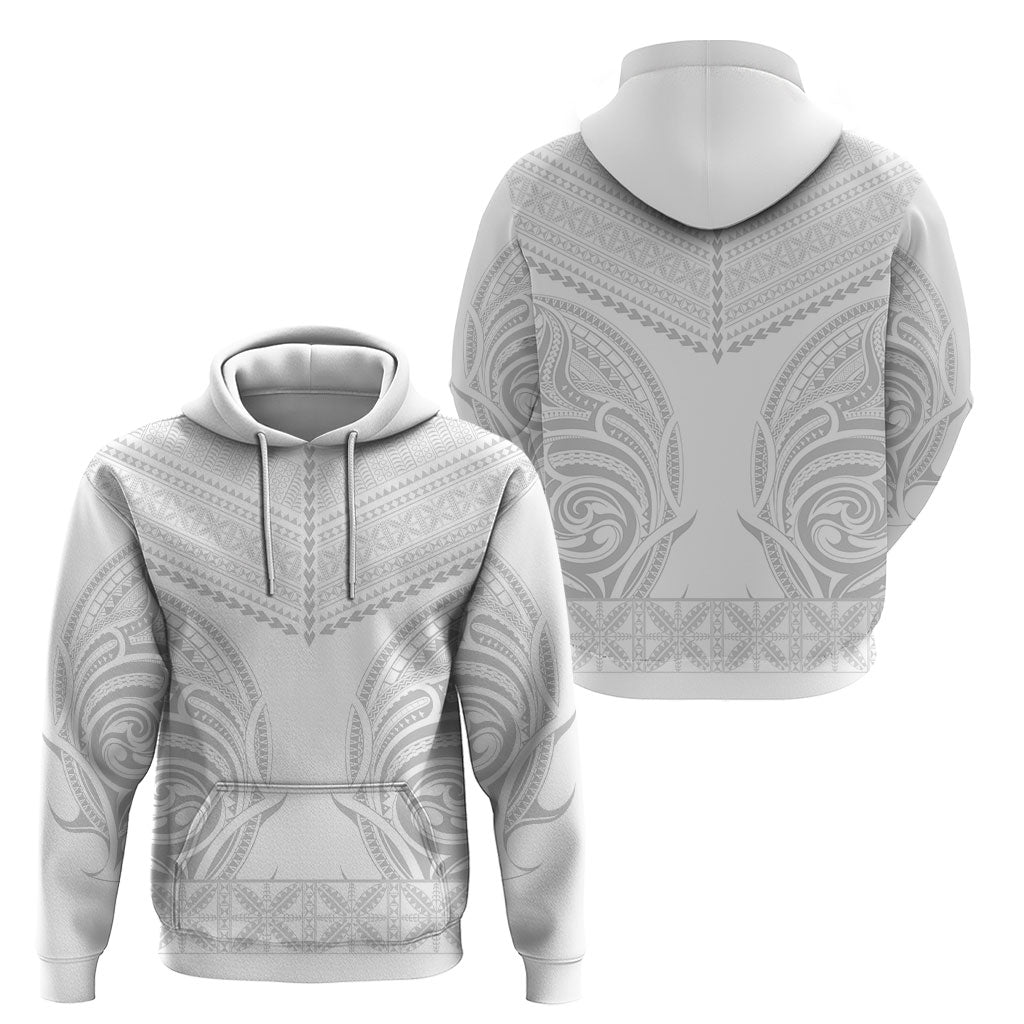 Niue White Sunday Hoodie Aho Tapu Fanau Hiapo Pattern LT14 - Polynesian Pride