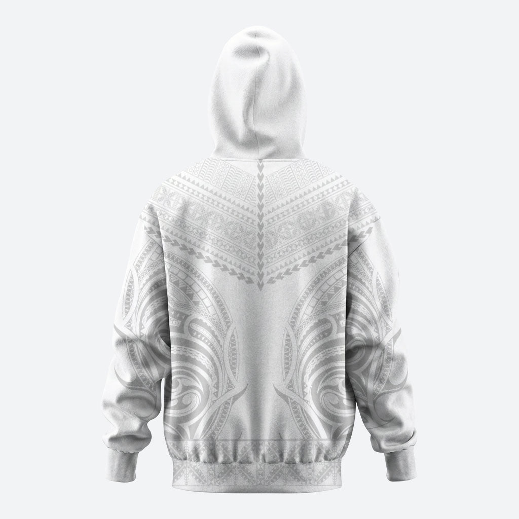 Niue White Sunday Hoodie Aho Tapu Fanau Hiapo Pattern LT14 - Polynesian Pride